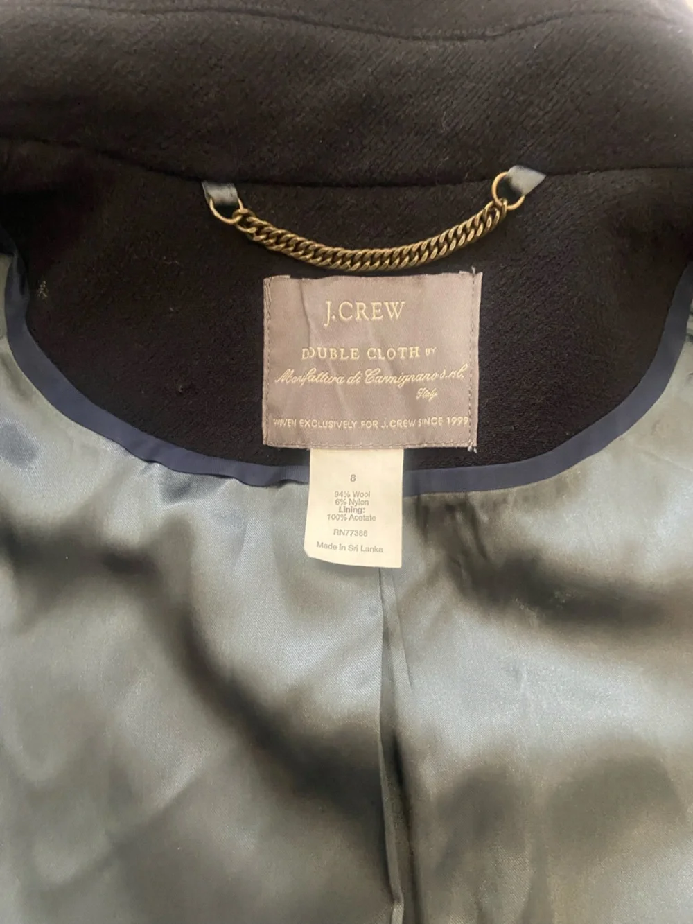 J.CREW Women's Black Lady Day Wool Coat - Funnel neck - Sz 8 - Picture 4 of 9
